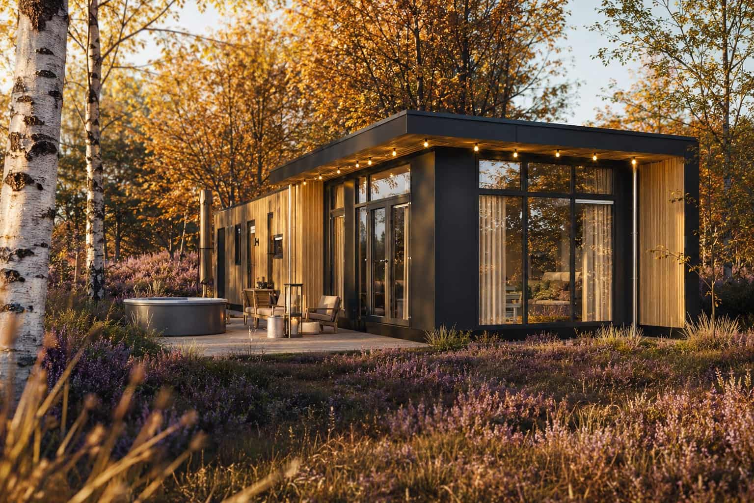 Boutique Lodge De Heide van Huis ter Huynen, omgeven door Drentse heide en bos in Zeijen